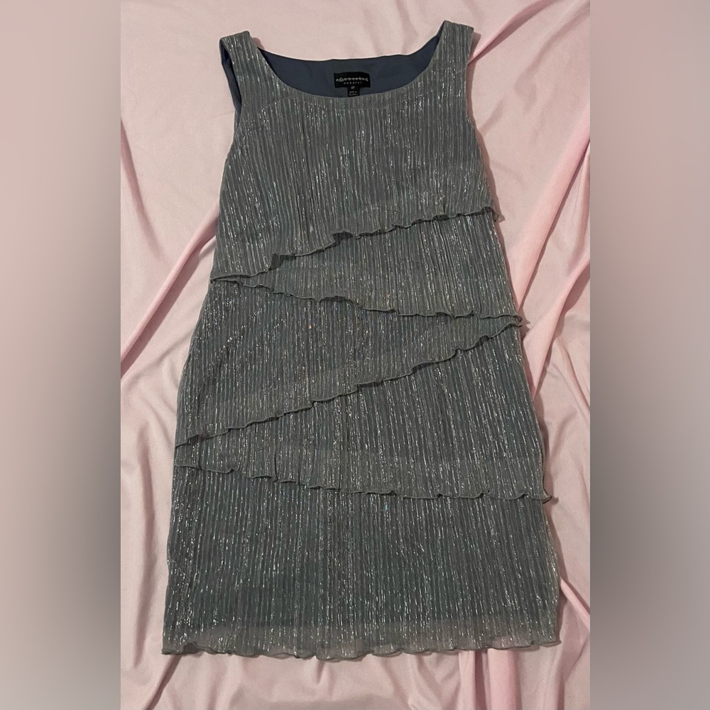 womens silver midi dress